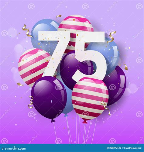 Happy 75th Birthday Greeting Card With Balloons 75 Years Anniversary