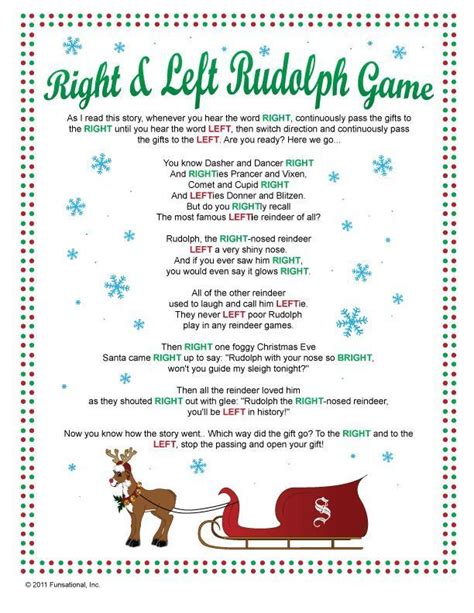 Left Right Game Christmas Printable