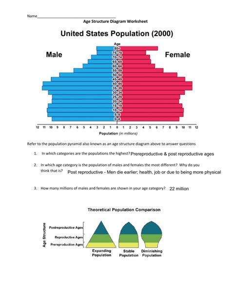 Age Structure Diagram Worksheet Prereproductive Post | Hot Sex Picture