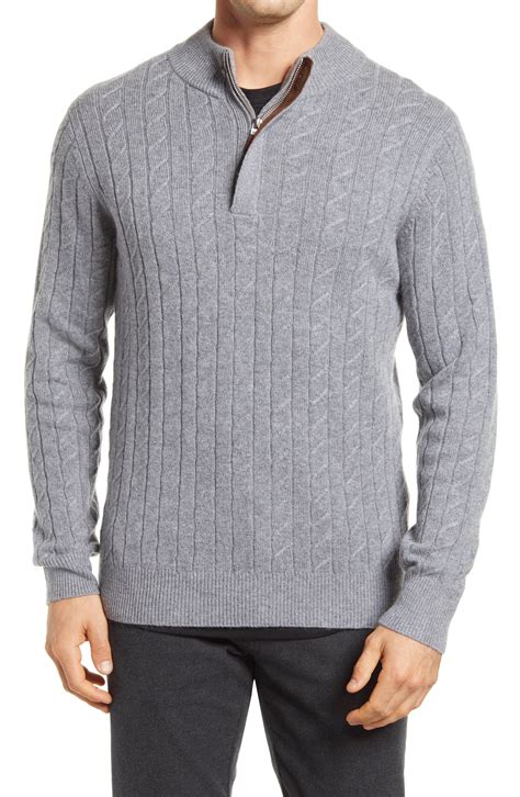 Peter Millar Cable Knit Wool Blend Quarter Zip Sweater In Gray For Men