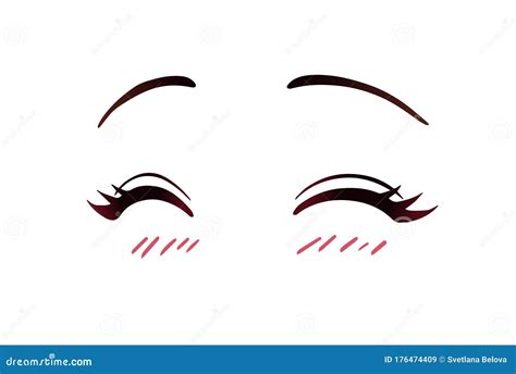 Happy Anime Style Big Blue Eyes With Sparkles Hand Drawn Vector