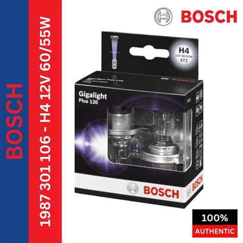 1987 301 106 12V 60 55W Bosch Gigalight Plus 120 H4 Headlight Bulb