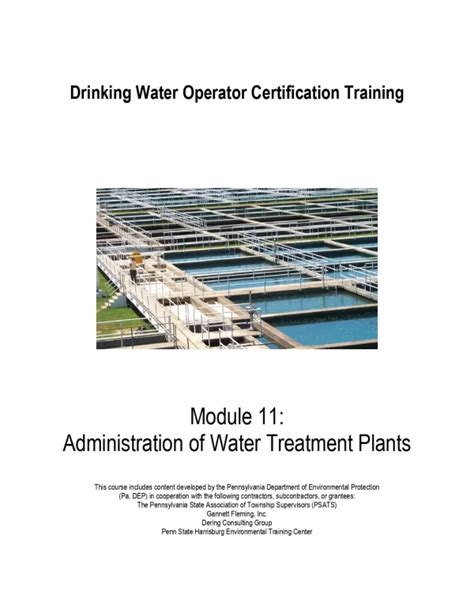 Module 11 Administration Of Water Treatment Plants AquaEnergy Expo