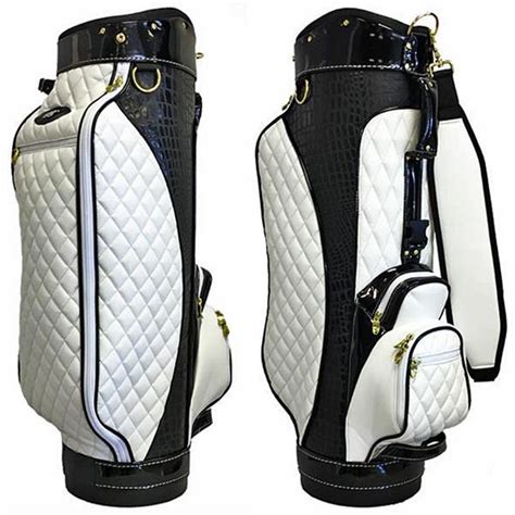 Lady Golf Bags Venice White Quilted Classic Black Crocodile Textured