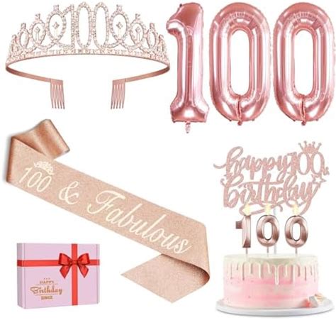 Amazon.com: Happy 100th Birthday Decorations for Her, Rose Gold 100th ...