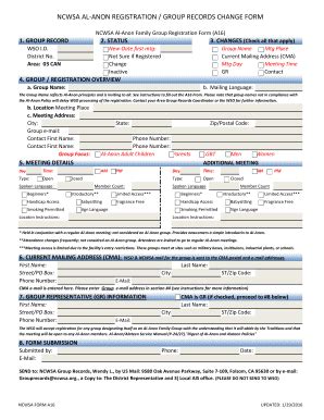 Fillable Online NCWSA AL ANON REGISTRATION GROUP RECORDS CHANGE FORM