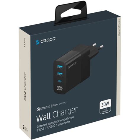 Сетевое зарядное устройство Deppa USB A + USB-C, PD, QC 3.0, 30W ...