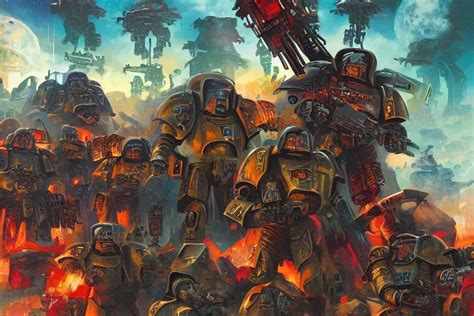 Krea Futuristic Battlefield Warhammer 4 0 K Space Marines Portrait