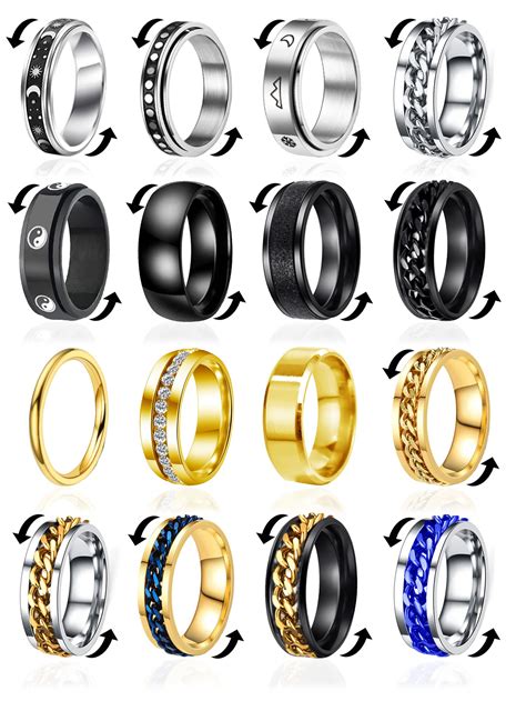 Buy BOMAIL Stainless Steel Fidget Band Rings For Women Mens Cool