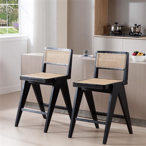 Zh4you 26 Rattan Counter Height Bar Stools Set Of 2 Mid