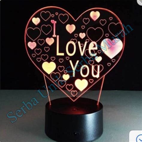 Jual Lampu Tidur Pajangan Lampu Hias 3D Model Tulisan I Love You Hati