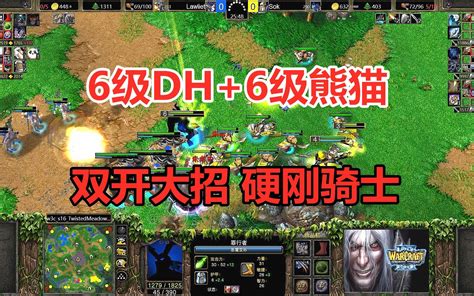 6级dh 6级熊猫，双开大招硬刚骑士，双方都拼了！魔兽争霸3 小凡解说魔兽争霸 小凡解说魔兽争霸 哔哩哔哩视频