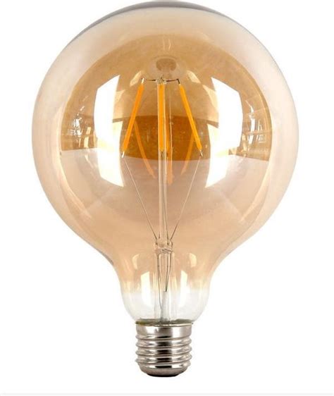 LED Filament G125 E27 4W Amber Dimbaar Bol