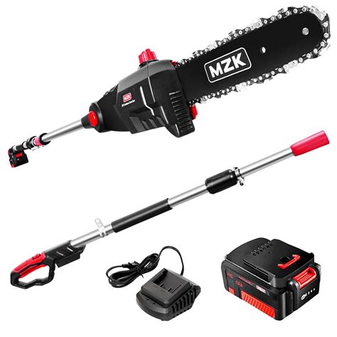 Mzk Cordless Pole Saw 13ft Max Reach 4000mah Battery Powered Pole Chain Saw For Tree Trimming