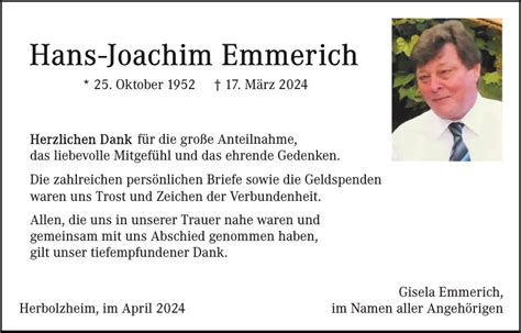 Hans Joachim Emmerich Danksagung Badische Zeitung