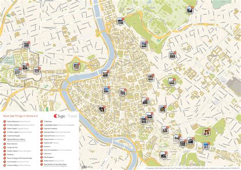 Rome monuments de la carte - carte des monuments de Rome (Lazio - Italie)