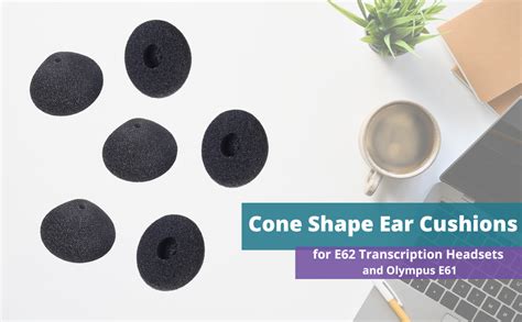 Ecs Replacement Cone Shape Ear Cushions For E62 Transcription Headsets And Olympus