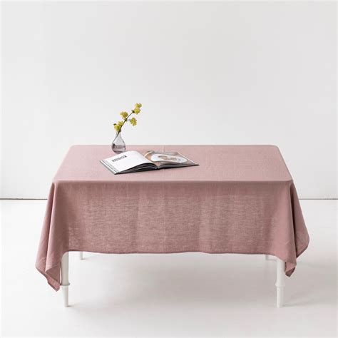 Linen Tablecloth Mauve Washed Linen Table Cloth Natural Etsy