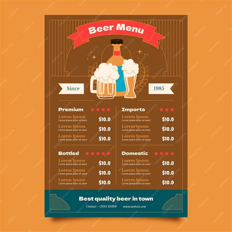 Free Vector Hand Drawn Beer Bar Menu Template