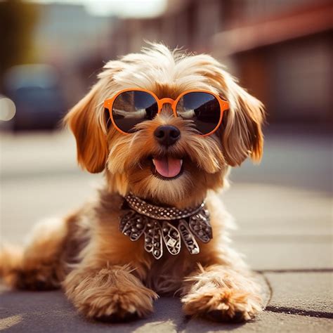 Un Perro Con Gafas De Sol Foto Premium