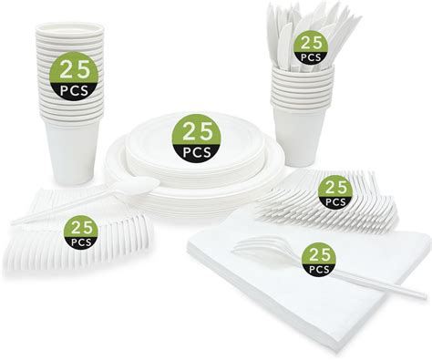 Amazon RESTYLIFE 300pcs Compostable Paper Plates Set Heavy Duty