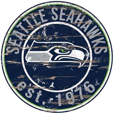 Adventure Furniture 24 Nfl Seattle Seahawks Round Distressed Sign N0659 Sea The Home Depot