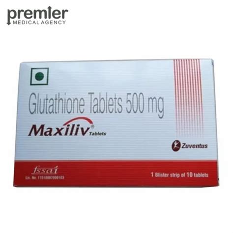 Maxiliv 500mg Glutathione Tablets Packaging Type Box Packaging Size