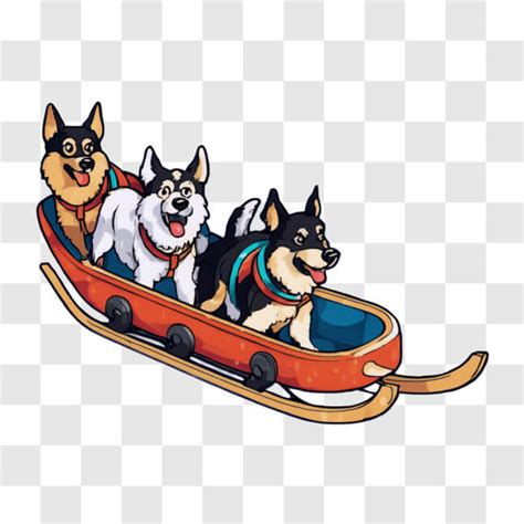 Download Playful Dogs In Sled On Snowy Slopes Cartoons Online