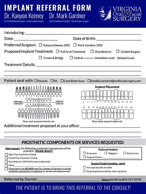 Fillable Online Implant Referral Form Oral Surgery Henrico Va Fax