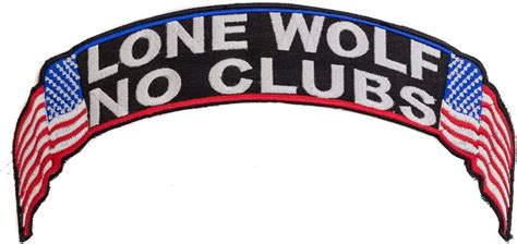 Amazon Lone Wolf NO Clubs Black W White With Flags Top Rocker Iron