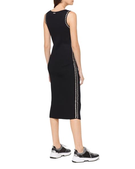 Michael Michael Kors Embellished Ribbed Knit Midi Dress In Black Lyst