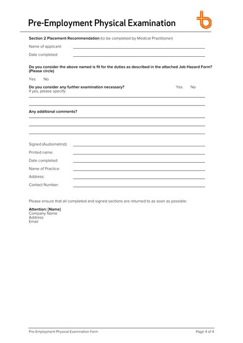 Pre Employment Physical Examination Form Fill Out Sign Online And Download Pdf Templateroller