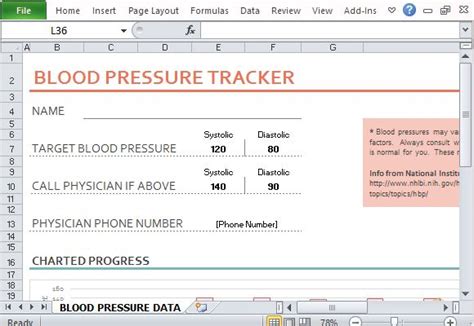 Blood Pressure and Heart Rate Tracker Template for Excel