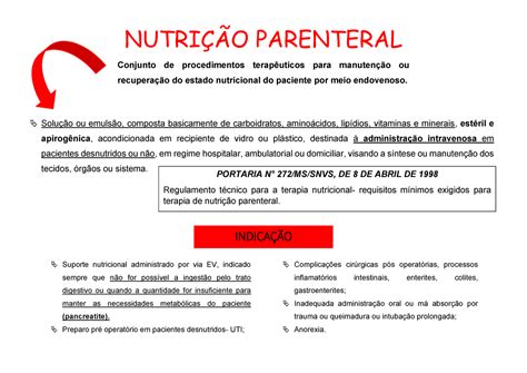 Nutri O Parenteral Nutri O Parenteral Conjunto De