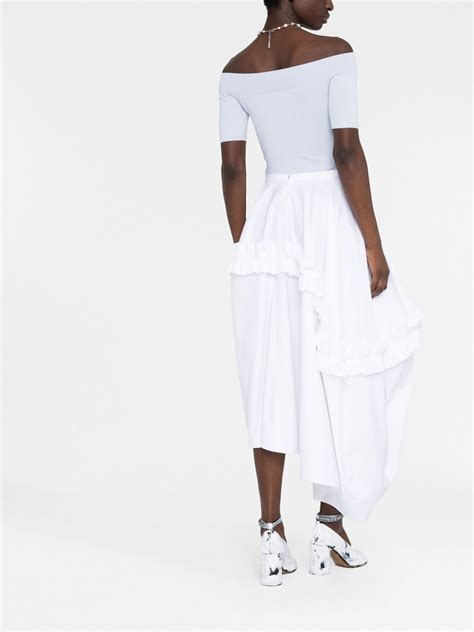 Alexander Mcqueen Ruffle Detail Asymmetric Skirt White Farfetch Uk