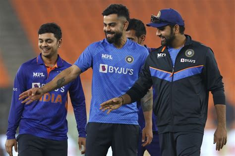 Ishan Kishan Virat Kohli And Rohit Sharma Share A Light Moment After