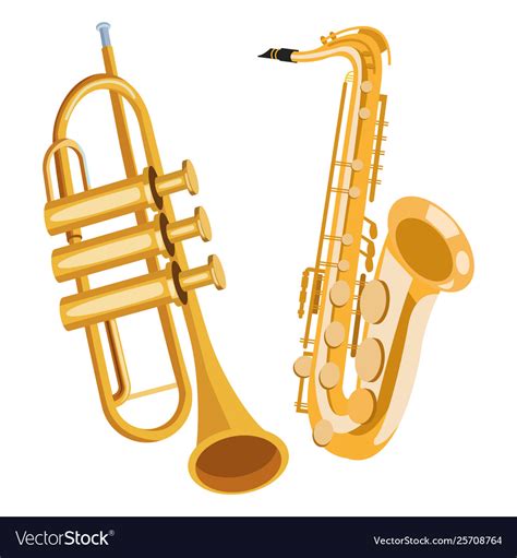 Saxophone and trumpet Royalty Free Vector Image