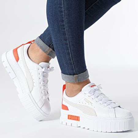 Puma Baskets Femme Mayze Lth White Vaporous Gray