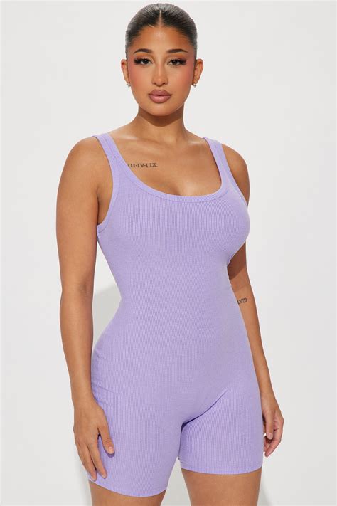 Aideen Ribbed Romper Lavender Fashion Nova Rompers Fashion Nova