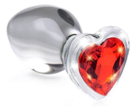 Booty Sparks Red Heart Glass Anal Plug Medium By XR Brands