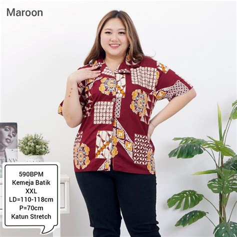 Bigsize Blouse Sogan Batik Jumbo Xxl Women S Tops Office Work Girls