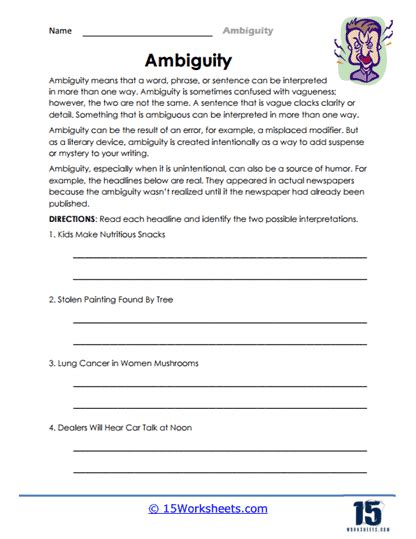 Ambiguity Worksheets 15