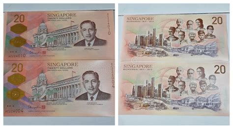 Old Singapore 20 Currency Bank Legal Tender Note Editorial Stock Photo