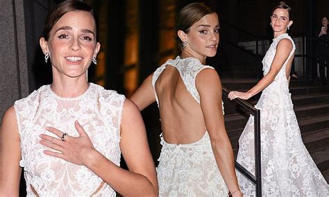 Emma Watson Looks Ethereal In A Backless Lace White Gown At Caring For