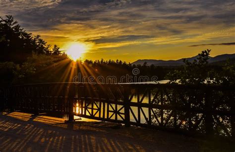 Sunset Over The Winnipesaukee Lake Summer Landscape In New Hampshire