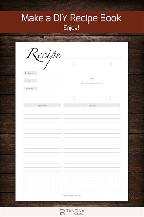 Blank Recipe Sheet Printable for Family Homemade Cookbook | Etsy