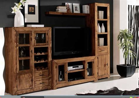 Modular TV rústico con mueble cava Home remodeling Living room