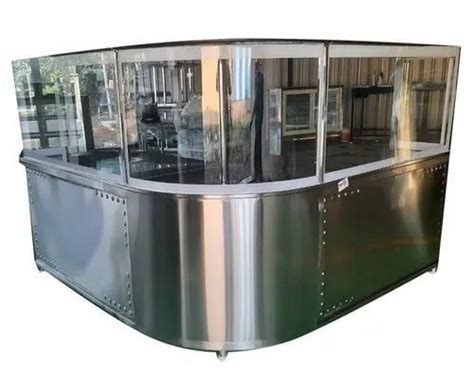 Stainless Steel And Glass L Shape Food Display Counter For Catering At