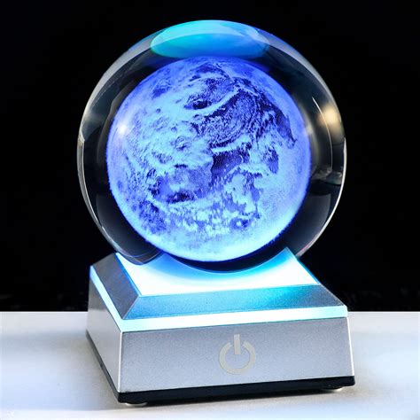 Buy 80mm 3d Engraved Mars Crystal Ball With Silver Led Base Glass Solar