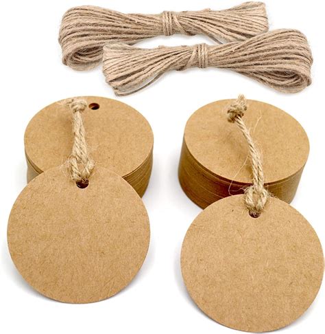 Jijacraft Pcs Round Gift Tags Kraft Paper Gift Tags Cm Brown Tags